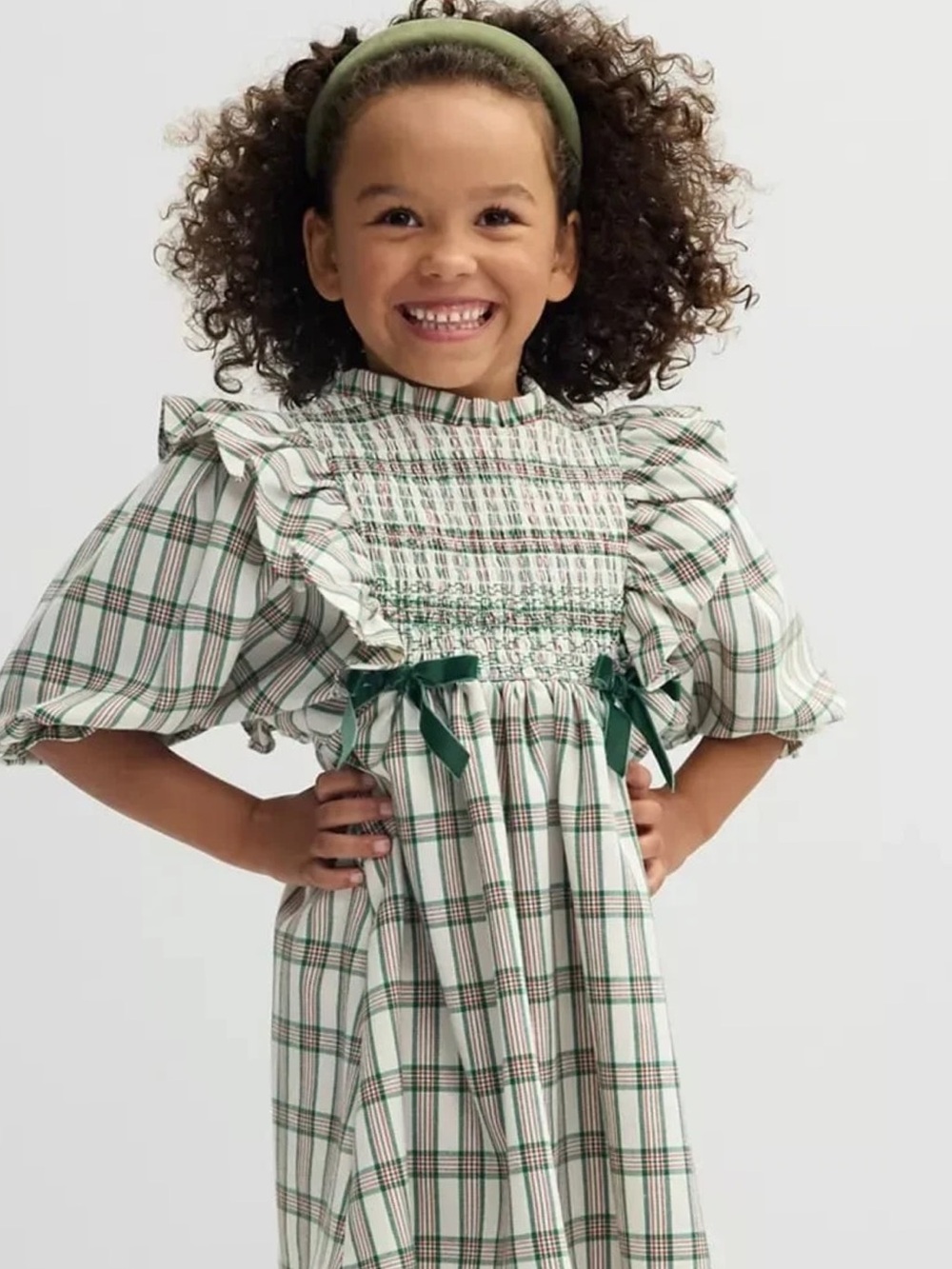 Bonnie Jean Girls Plaid Smocked Ruffle Dress 16